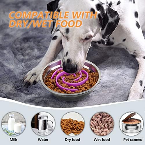 Slow Feeder Dog Bowls Insert, Animire Soft Silicone Slow Eating Dog Food Bowl - Image 6