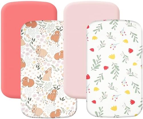 4 Pack Bassinet Sheets 21" x 35", Compatible by Haleeone
