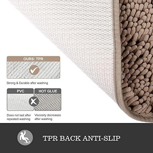 Yeaban Chenille Taupe Bathroom Rug 24"x36", Non-Slip Rubber Backing - Image 4