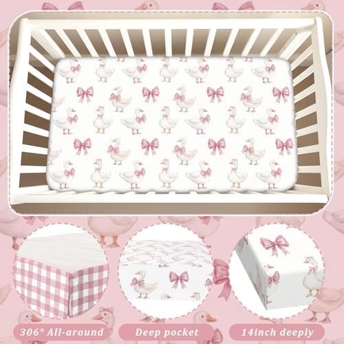 Hosuly 3 Pcs Bear Crib Bedding Set Nursery, Silly Goose - Image 5
