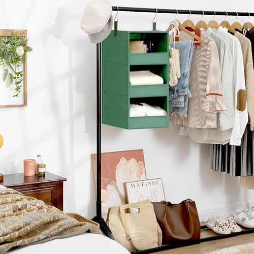GRANNY SAYS 3-Shelf Hanging Closet Organizer, Foldable Storage, Dark Green - Image 6