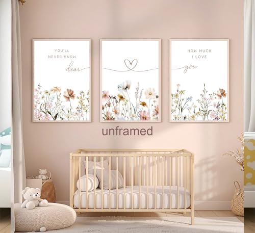 JBZDD 3Pcs Wildflower Nursery Wall Art – Boho Botanical Flower Posters - Image 2