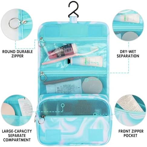 Teal Hanging Toiletry Bag for Girls, Travel Toiletry Bag for Teen Girls - Image 5