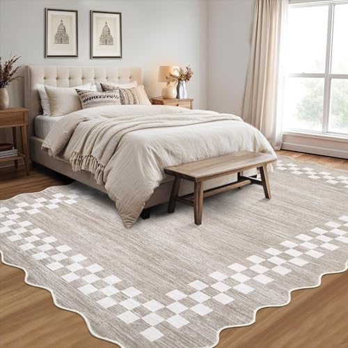 GarveeHome 8x10 Rug for Living Room Scalloped Washable Large Bedroom Rugs - Image 2