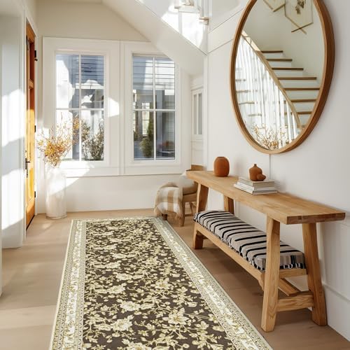 Brown Boho Washable 3x8 Extra Long Hallway Runner Rug Kitchen Floor Rugs - Image 7
