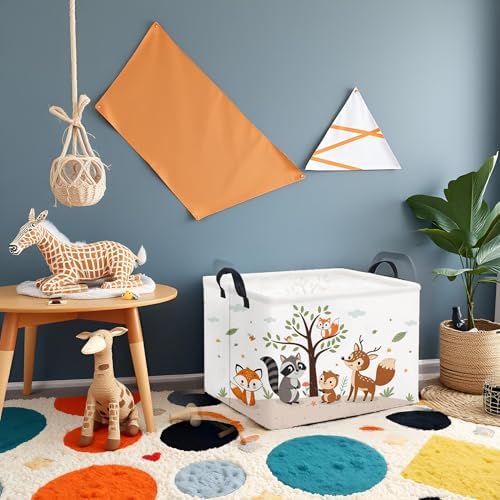 Rectangular Woodland Animal Basket Kids Baby Storage Basket Storage Bin - Image 3