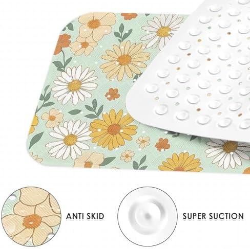 Bathtub Shower Mat 40X16 Inch, for Toddler, Floral Boho - Image 3