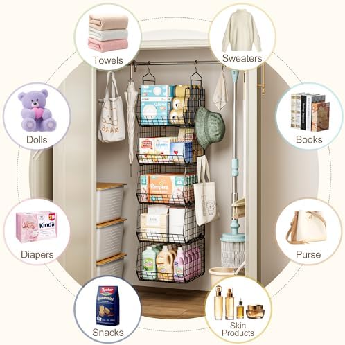 Capacity Upgrade Edition Deeper 4'' 5 Tier Foldable Hanging Closet Organizer - Image 7