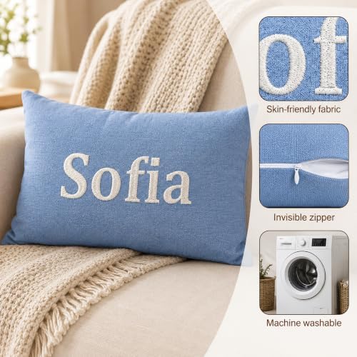 Custom Embroidered Name Pillow，Personalized Decorative Lumbar Throw - Image 6