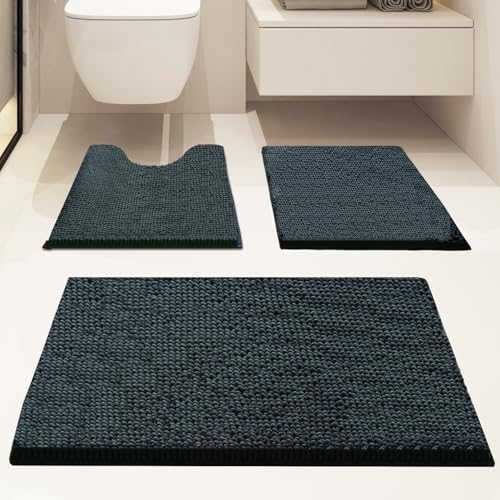 3 Piece Bathroom Rugs Set, Non-Slip Bath Mats - Image 2