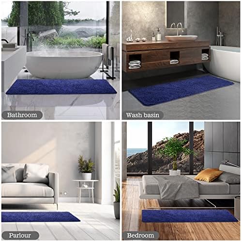 Yeaban Chenille Royal Blue Bathroom Runner Rug 24"x72" - Image 5