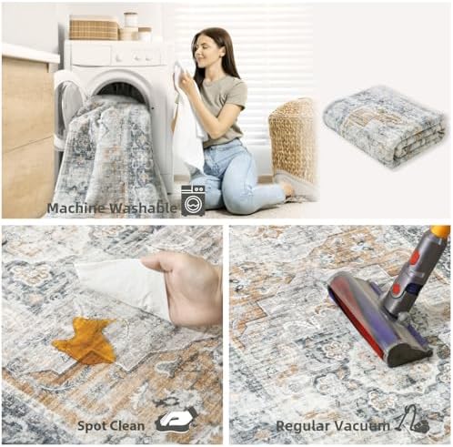 3x5 Washable Area Rug for Bedroom: Entryway Rug Non Slip Small Throw Carpet - Image 5