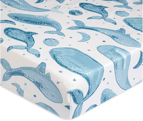 Crane Baby Ocean Crib Sheet, 100% Cotton Fitted Sheet, Crib Sheets by CraneBaby