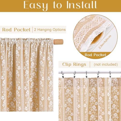 ASPMIZ Linen Kitchen Curtains Double Layer Kitchen Window Curtains 24 Inch - Image 3