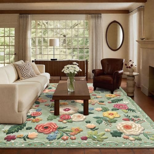 6x9 Area Rugs for Living Room: Washable Bedroom Rug Non Slip Low Pile Soft Faux by palohom