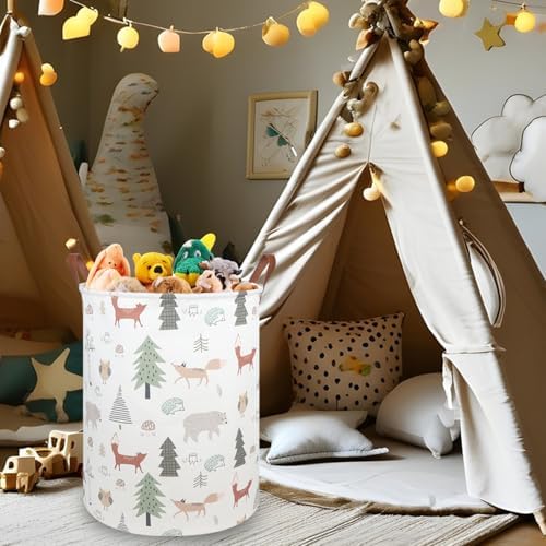 FXOLCSHE Animal Baby Laundry Basket, Woodland Animals Baby laundry hamper - Image 2