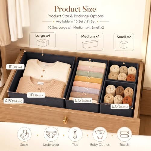 Drawer Organizer Storage for Clothes, 10 Pack - Image 2