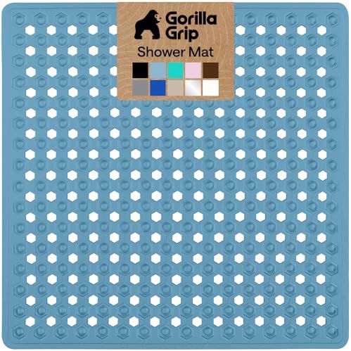 GORILLA GRIP Square Shower Stall Mat, Bathtub Floor Mat, 21x21 Sky Blue by GorillaGrip