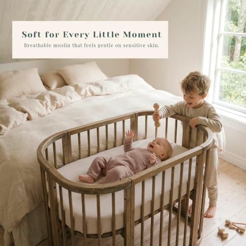 3 Pack Cotton Muslin Baby Bassinet Fitted Sheet - Image 3