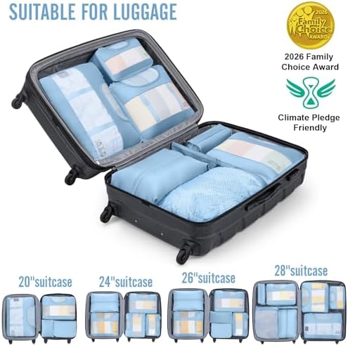 Veken 8 Set Packing Cubes for Travel Essentials, Anti-Wrinkle Buckled Suitcase - Image 6