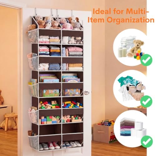 Over the Door Organizer 5 Tiers, Extra Large Behind Door Storage of 10 - Image 5