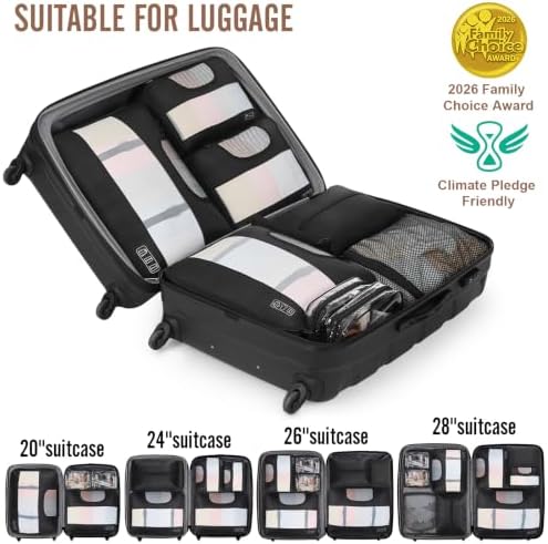 Veken 9 Set Packing Cubes for Travel, Anti-Wrinkle Buckled Suitcase Organizer - Image 7