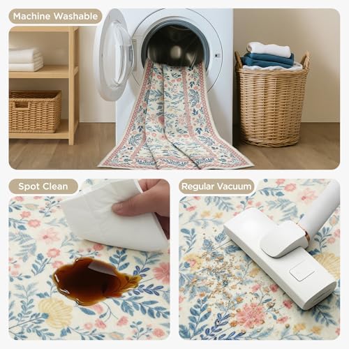 Joydeco Boho Floral Washable Circle Area Rug - Image 5