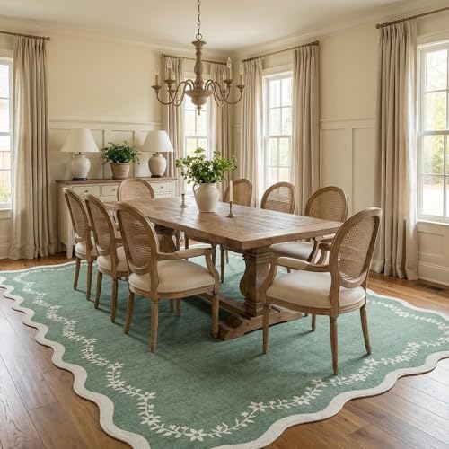 GarveeHome Scalloped Area Rugs 8x10 Large Sage Green Washable Living Room - Image 4