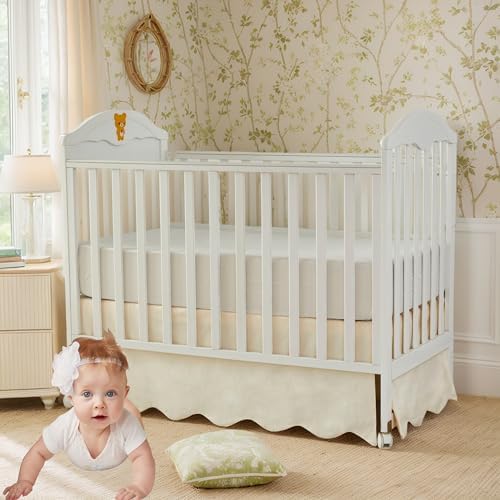 Brandream Scallop Edge Cotton Crib Skirt Toddler Bedskirt Baby Nursery Crib Bed by Brandream