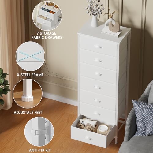 Furnulem White Tall Dresser for Bedroom, Chest of Drawer - Image 5