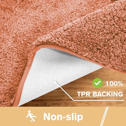 Polyester Bathroom Rug 24"x36" Rust, Non-Slip Soft Shaggy Bath Mat - Image 5