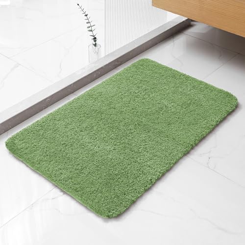 Polyester Bathroom Rug 20"x32" Hunter Green, Non-Slip Soft Bath Mat by Kildoss