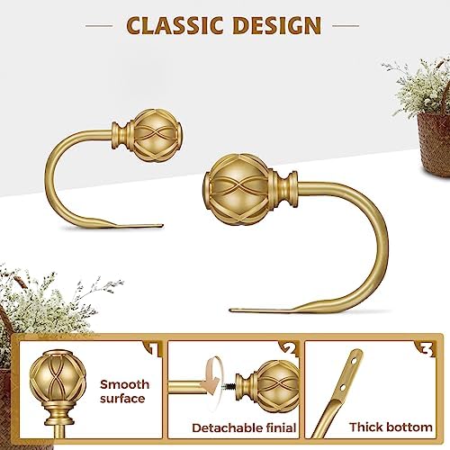 KAMANINA Decorative Curtain Drapery Holdbacks, Wall Mounted, 2 Pack Gold - Image 3