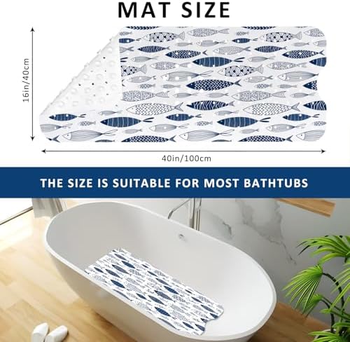Fish Bathtub Mat Non Slip, Boho Baby Bath Mat - Image 3