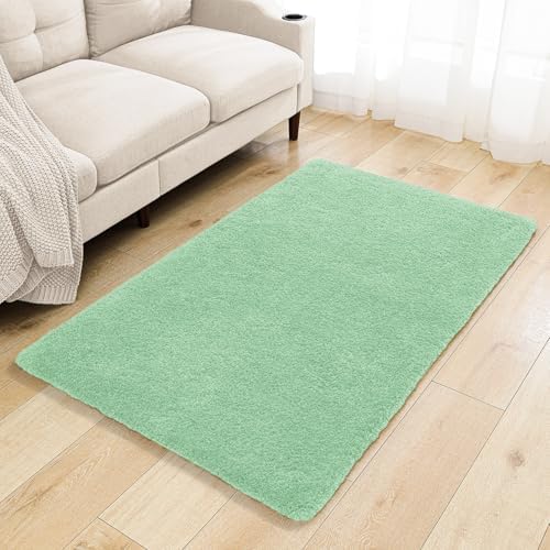 Polyester Bathroom Rug 36"x60" Light Green, Large Soft Bath Mat by Kildoss
