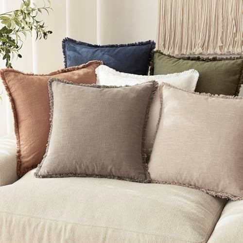 Foindtower Decorative Linen Fringe Lumbar Throw Pillow Covers Cozy Boho - Image 7