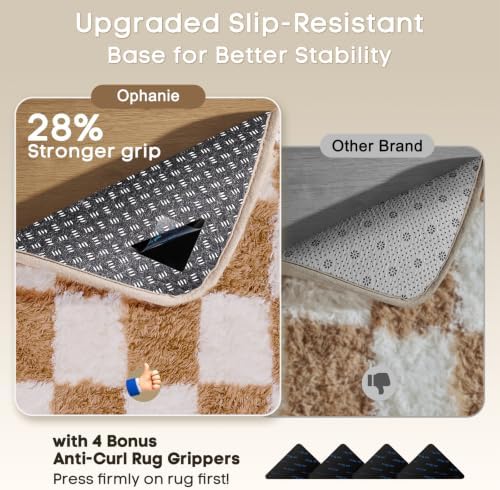 Ophanie Checkered Beige & White Rug - Image 4