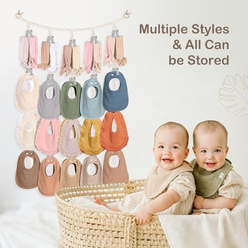 MOFASVIGI Baby Bib & Headband Holder, Macrame Nursery Hanging Storag - Image 2