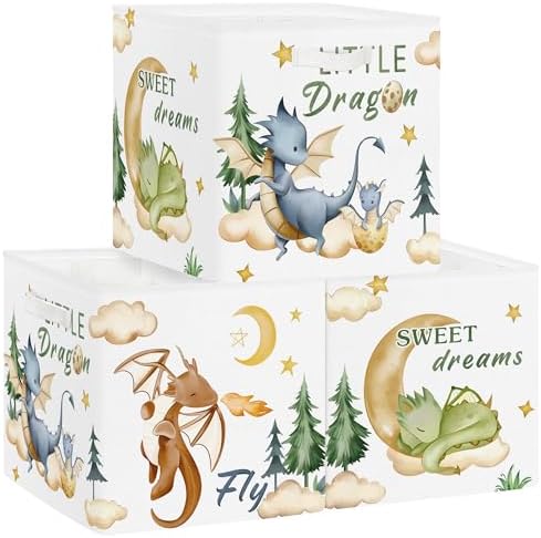Clastyle 11.8" Dinosaur Storage Basket Set of 3 by Clastyle