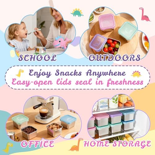 Tanjiae 6-Pack Small Stainless Steel Snack Containers - Image 6