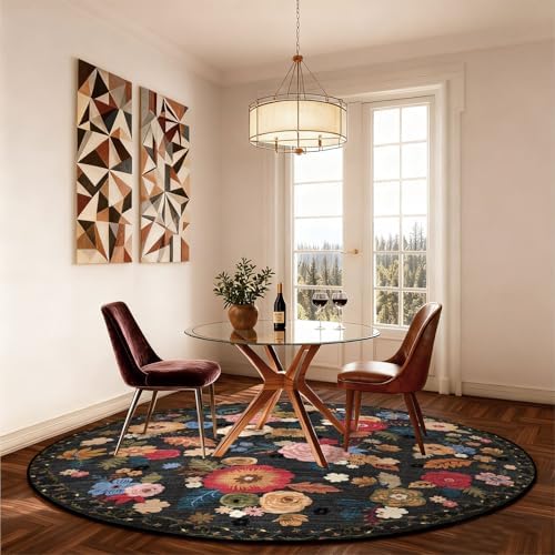 4ft Round Bedroom Rug Washable: Circle Rugs - Image 4