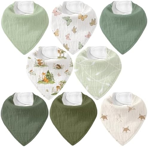 8 Pack Muslin Baby Bandana Bibs by CivaruaKids