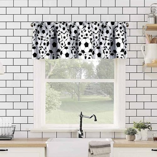 Sports Valance Curtains Kids Soccer Classical White Black Football Balls Print - Image 4