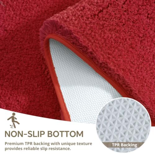 Polyester Bathroom Rug 20"x32" Red, Non-Slip Soft Shaggy Bath Mat - Image 6
