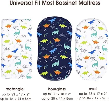 PHF 3 Pack Soft Bassinet Sheets, Dinosaur Breathable Comfy Cradle Sheets - Image 5