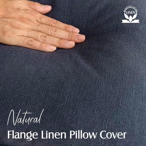 Foindtower Linen Solid Decorative Throw Pillow Covers 18x18 Inch Navy Blue - Image 2