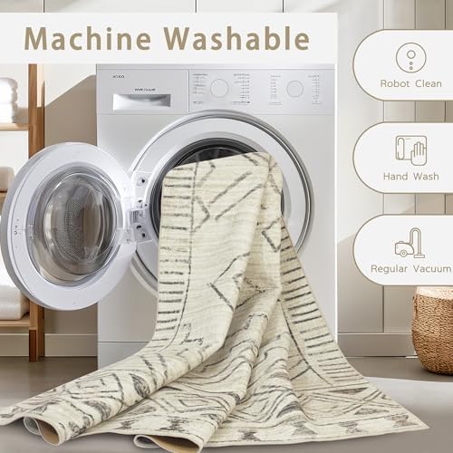 8x10 Washable Area Rugs for Living Room, Dining Room- Morocco Beige - Image 4