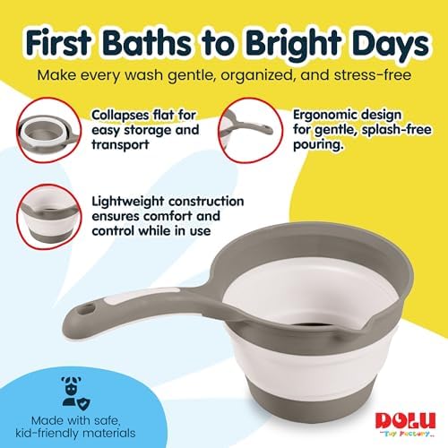 DOLU NUVE Foldable Bath Ladle for Compact Toddler Wash Tub, Ages 6+ Months - Image 5