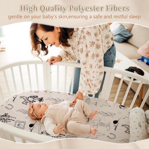 4 Pack Vintage Western Cowboy Bassinet Sheets - Image 6