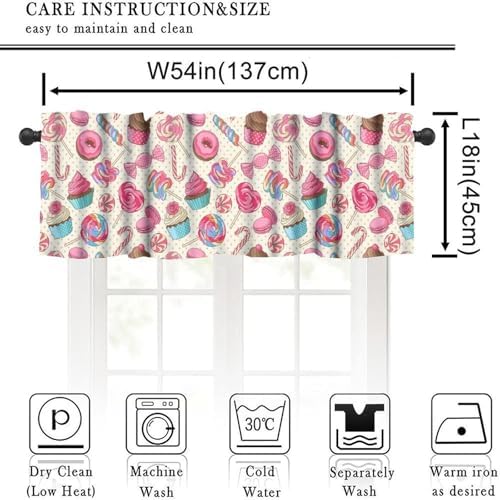 Dessert Valances Curtains Lollipop Candy Macaroon Cupcake Polka Dots Window - Image 2